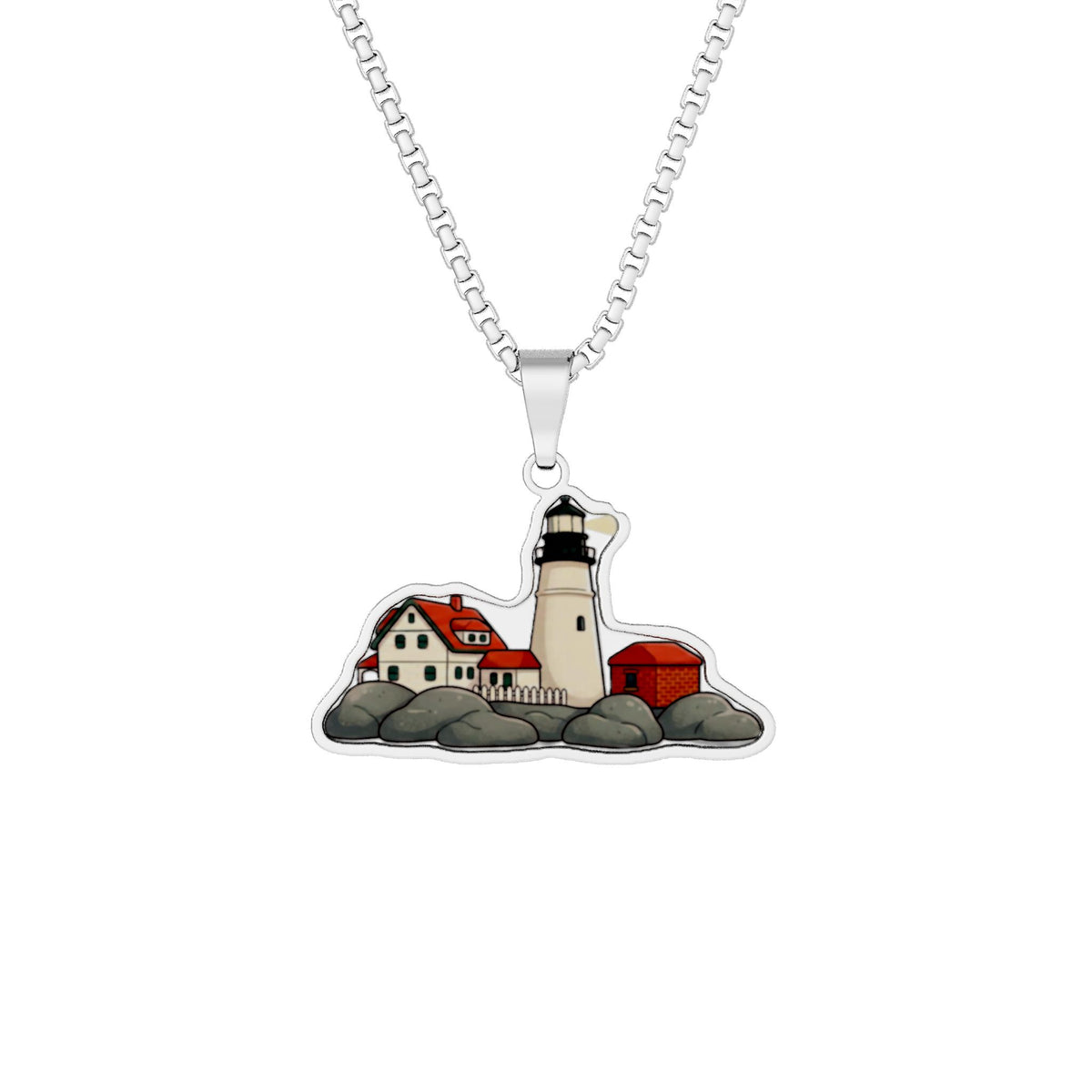 Portland Head Light Custom Cut Photo Pendant Necklace