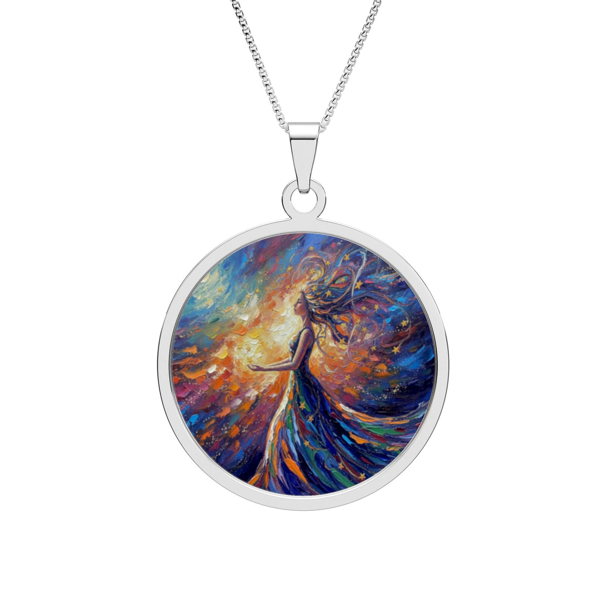 Round Art Pendant Necklace-Reach for the Stars