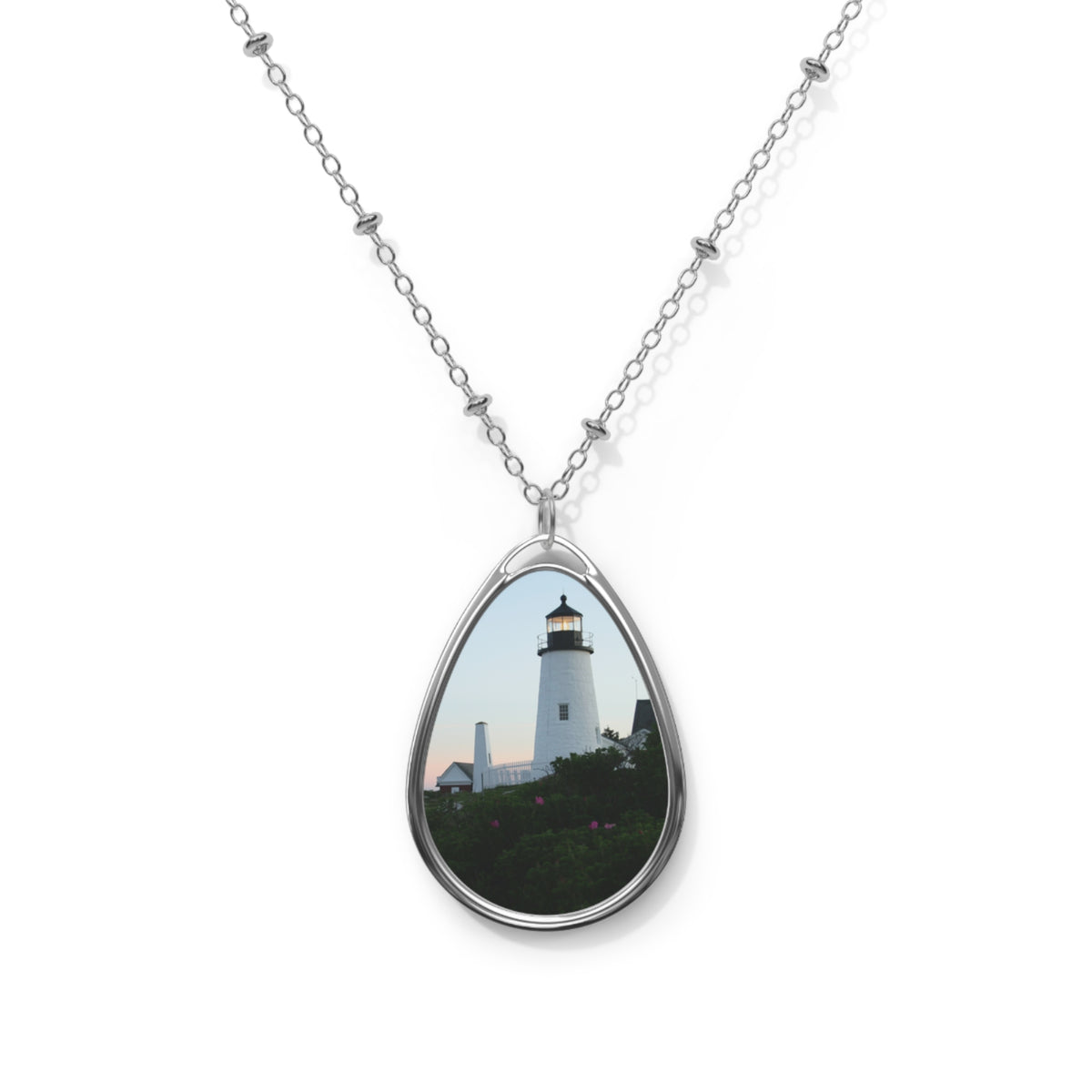 Pemaquid Point Lighthouse Teardrop Pendant Necklace