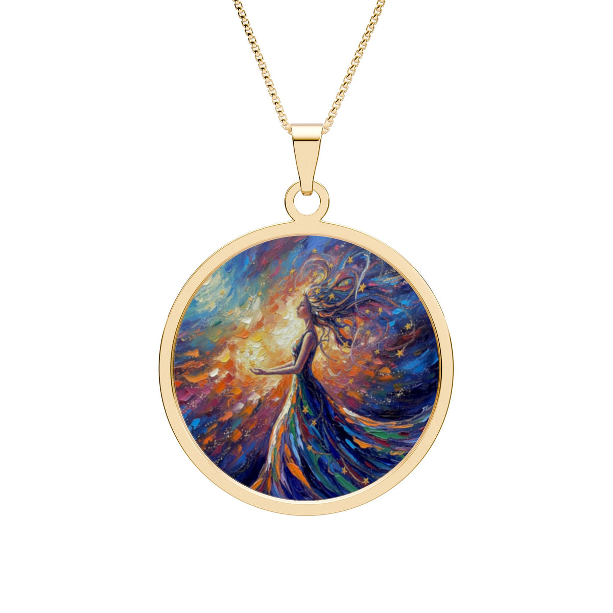 Round Art Pendant Necklace-Reach for the Stars
