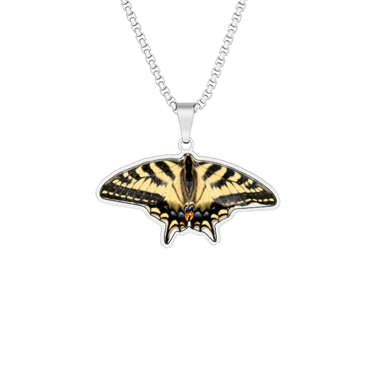 Custom Yellow Swallowtail Butterfly Photo Pendant Necklace