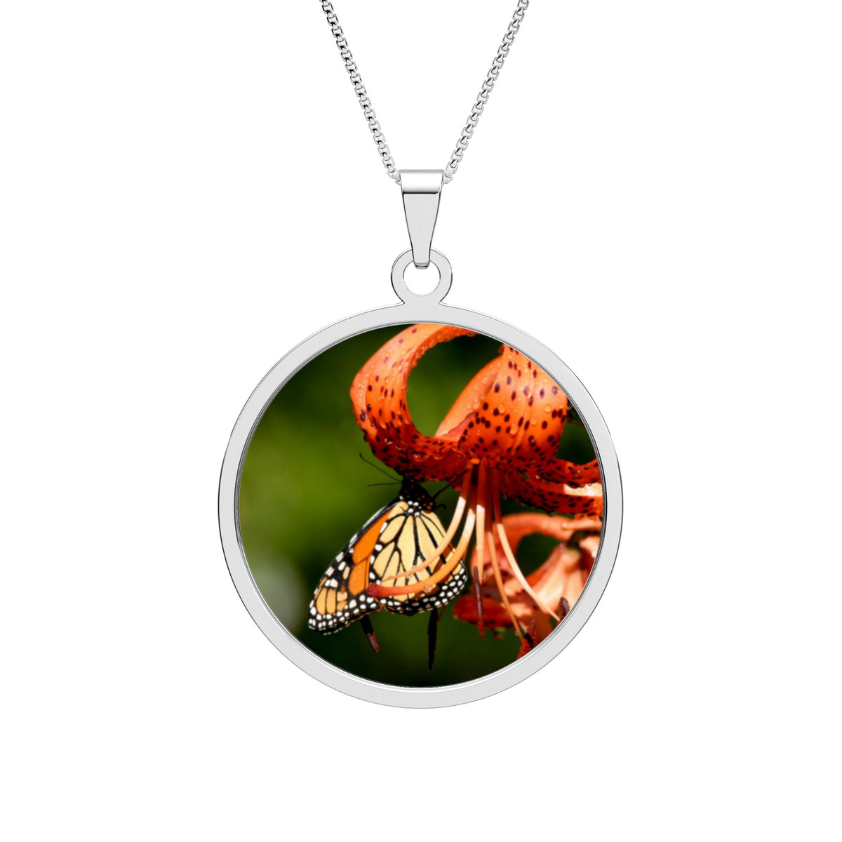 Monarch Butterfly Photo Pendant Necklace