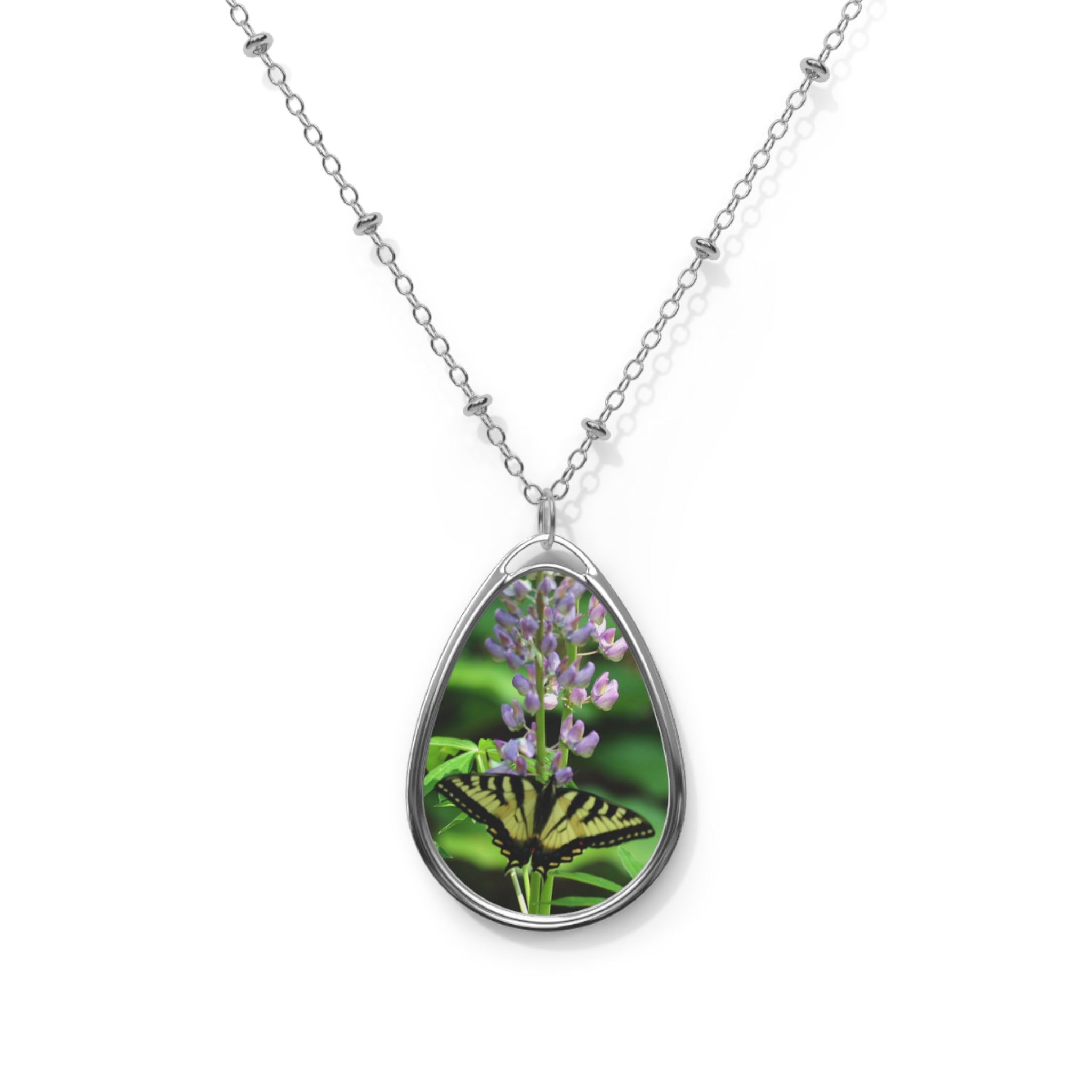 Butterfly Wildflower Oval Necklace – Charmed by ME