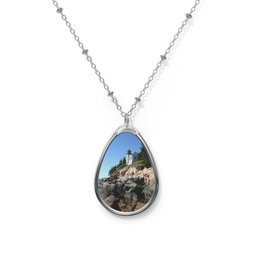 Bass Harbor Light Scenic Lighthouse Teardrop Pendant Necklace – Charmed ...