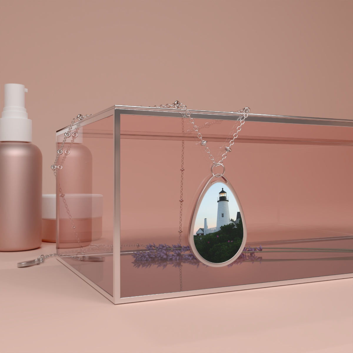 Pemaquid Point Lighthouse Teardrop Pendant Necklace