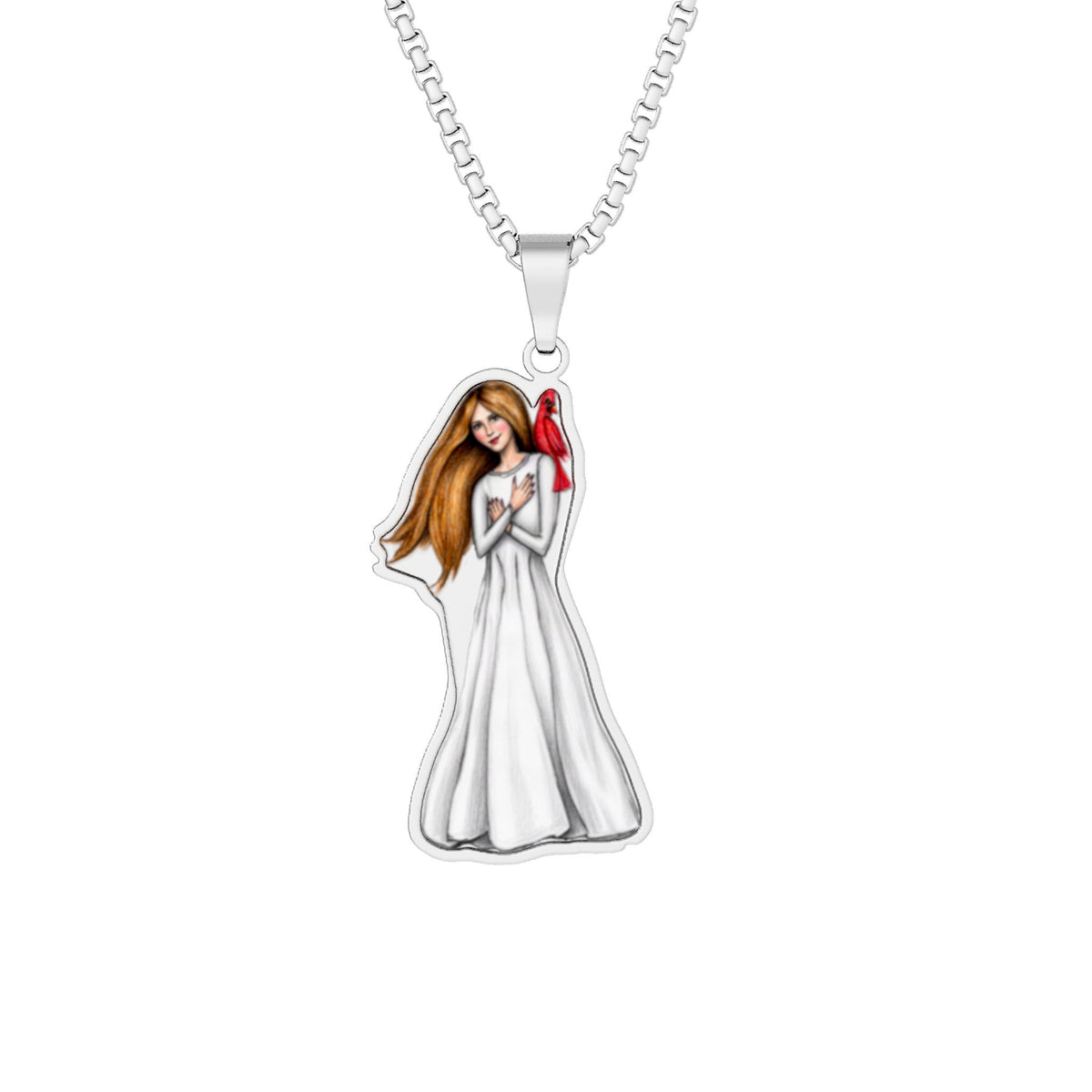 Custom Cut Pendant Necklace Red Cardinal Spirit Animal