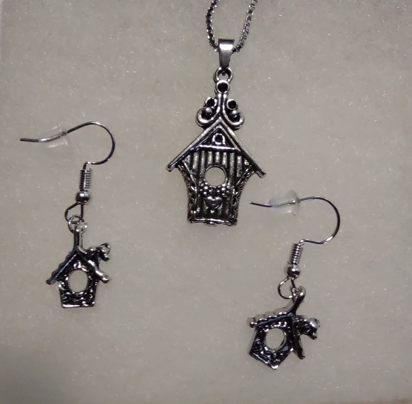 Bird House Necklace and Earrings