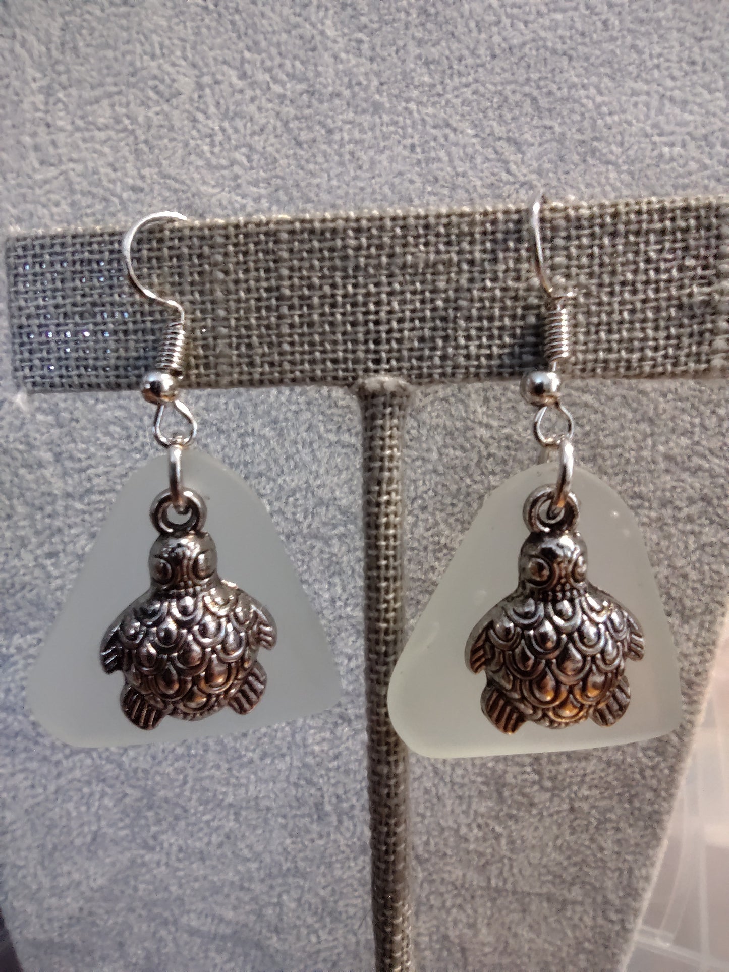 Seaglass Turtle Earrings