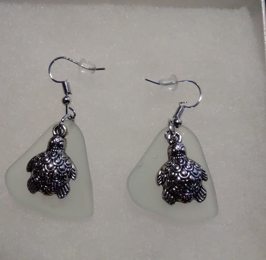 Seaglass Turtle Earrings